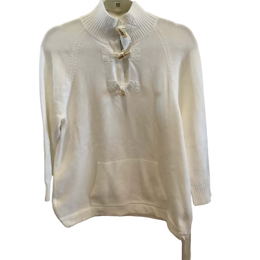 Vtg Lauren Ralph Lauren women’s white pullover sweater size XL w/gold toggles